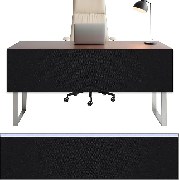 Under Desk Privacy Panel 62 x 15 Inch Self-Adhesive Modesty Panel Table Skirts Privacy Divider for Office Desk Home Studio or Standing Workstation, Easy to Assemble, Black (1-Pack)