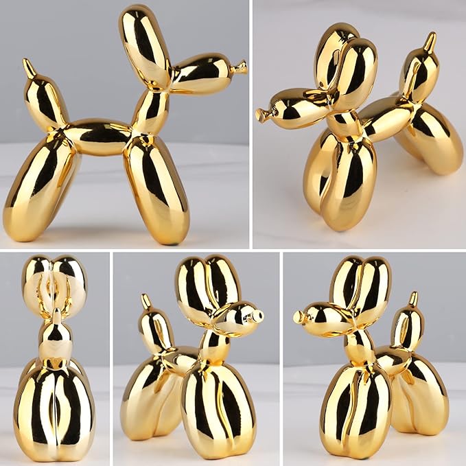 Balloon Dog Sculpture Modern Home Decor Collectible Figurines Funky Statues for Bedroom Trendy Animal Decor for Coffee Table Living Room Decor Art Resin Decor Office Standing Desk Decor