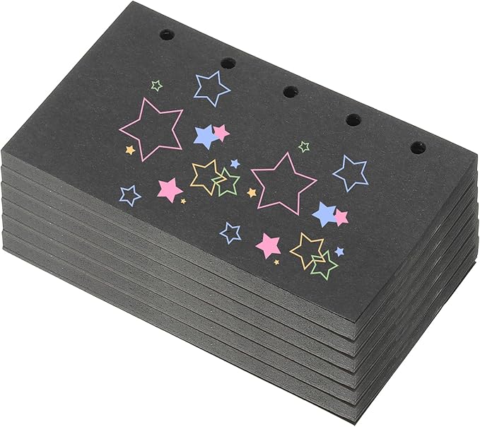 PATIKIL Colored Loose Leaf Paper, 4.1" x 2.5"(A8) 300 Sheets 5 Holes Punched 150GSM Blank Binder Refill Paper Supplies for Office Note Taking Teacher Planner Journal Notebook, Black
