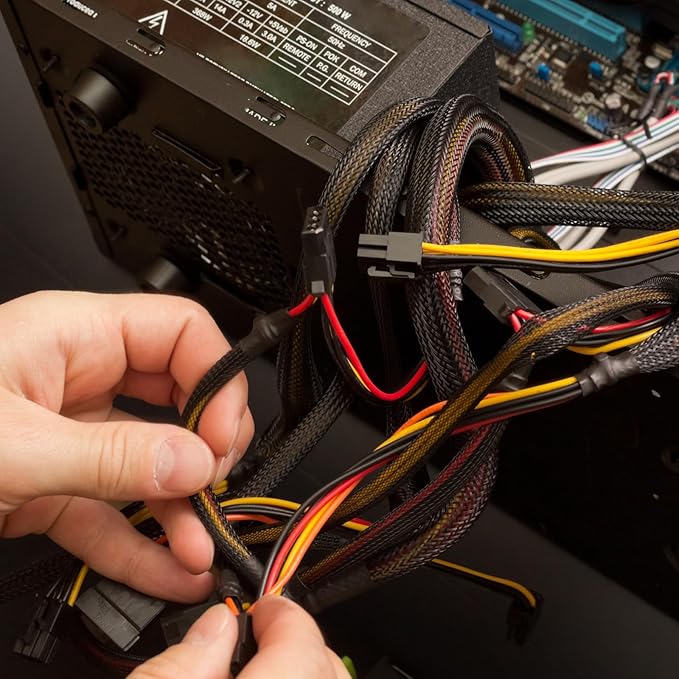 uxcell Expandable Sleeving,1 3/16-inch 10ft Cable Sleeve, White