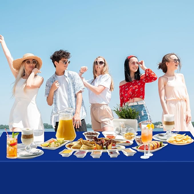 WNINK 4 Pack Royal Blue Tablecloths Disposable Table Covers 54" x 108" Table Cloths for BBQ Birthday Picnic Bridal Shower Wedding Plastic Table Cloths for Parties Fits 6 to 8 Foot Rectangle Tables