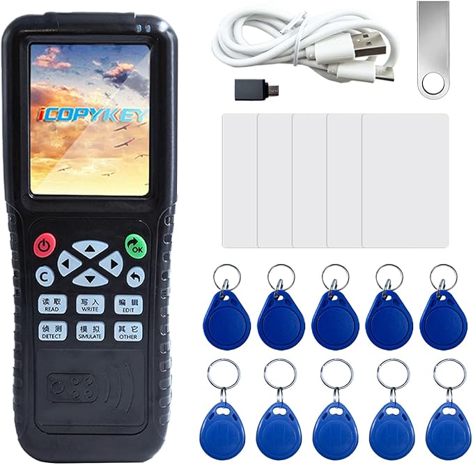 RFID Reader Writer X100 RFID Copier Multi-Frequency Smart Card Reader ID IC Elevator Card RFID Writer for Access Control System with 125khz T5577 Key Fobs/Cards and 13.56mhz IC Key Tags