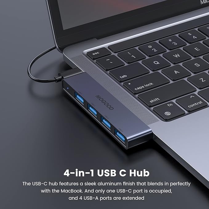 USB C to USB Hub 4 Ports,MOGOOD USB C to USB Hub Multiport Adapter,USB C Splitter with USB 3.0 Port,USB Type C Docking Station for MacBook Pro/Air2020/2019,Surface Pro and More