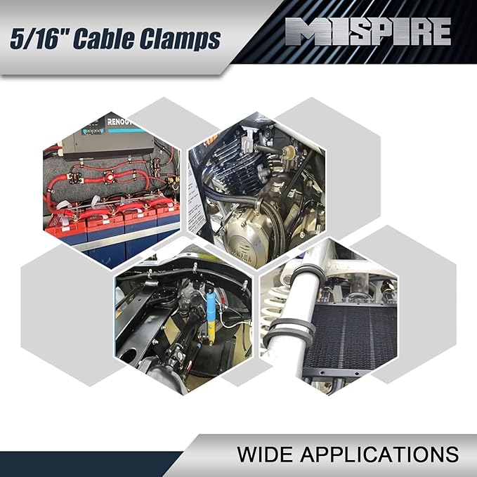 Cable Clamps 5/16 inch 25 Pack, 304 Stainless Steel Hose Pipe Clamps, Automotive Wire Rubber Insulated Clamps, Metal Clamps for Tube, Pipe and Wire Cord Installation by MISPIRE, Black, MI-RC-5/16-25