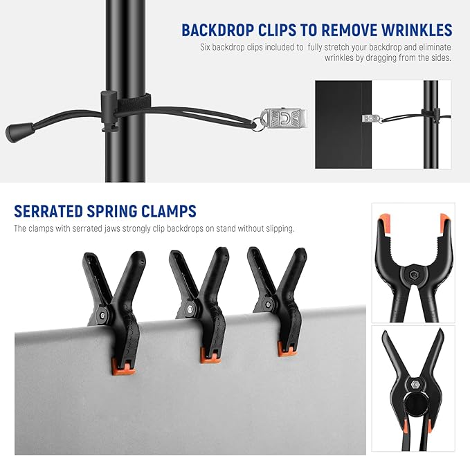 NEEWER 8.5x10ft Adjustable Backdrop Stand Kit, Photography Background Support System with 4 Crossbars, 6 Spring Clamps, 6 Backdrop Clips, 2 Sandbags, and Carrying Bag for Photo Video Party Ceremony