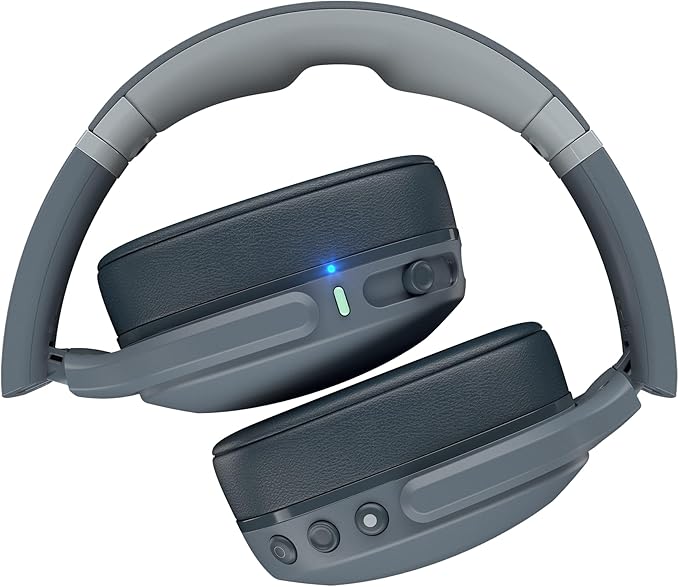 Skullcandy Crusher Evo Wireless Bluetooth Headphones with Multi-Sensory Bass, Noise Isolating Over-Ear Fit, Up to 40 Hours Battery, Microphone for iPhone Android - Chill Grey