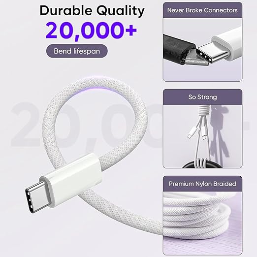 USB C to USB C,240W USBC Woven Charge Cable,10FT 2Pack Long USBC Cable Fast Charging Cord for Apple MacBook Pro/MacBook Air,iPad Pro/Air,iPad mini,iPhone 16e 16 15 ProMax Compatible 140W/100W/60W/45W