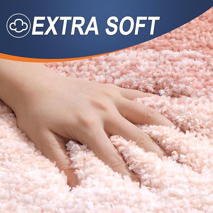 OLANLY Bathroom Rugs Mat 47x17, Extra Soft Absorbent Microfiber Bath Rugs, Rubber Backing, Quick Dry, Machine Washable Bath Mats for Bathroom Floor, Tub and Shower, Home Decor Accessories, Peach