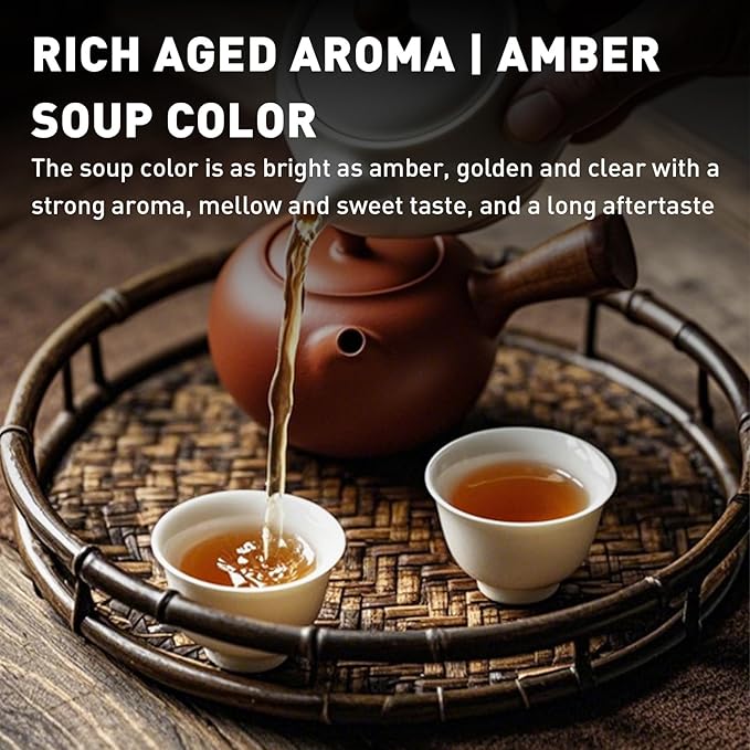 Organic Pu-erh Tea Brick Gift Set - Aged 10 Years Organic Pu'er Ripe Tea Cake, 50g x 8 Cakes Pu-erh, Premium 2015 Harvest Aged Fermented Chinese Black Puerh Traditional Puer for Gifts, Daily Drinking