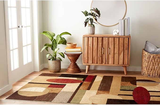 Home Dynamix Tribeca Jasmine Modern Area Rug, Abstract Brown/Red, 39"x55"