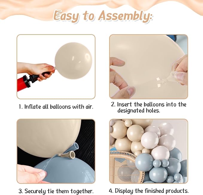Gender Reveal Balloon Arch Kit,122Pcs Blush Pink Dusty Blue Sand White Peach Balloons for Gender Reveal Party Boho Wedding Bridal Engagement Baby Shower Anniversary Birthday Party Decorations