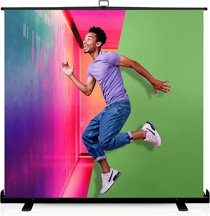 【Wider Style】 KHOMO Gear 87-in Large Collapsible Green Screen Backdrop Portable Retractable Chroma Key Panel Photo Background with Stand for Video Conference, Photographic Studio, Streaming