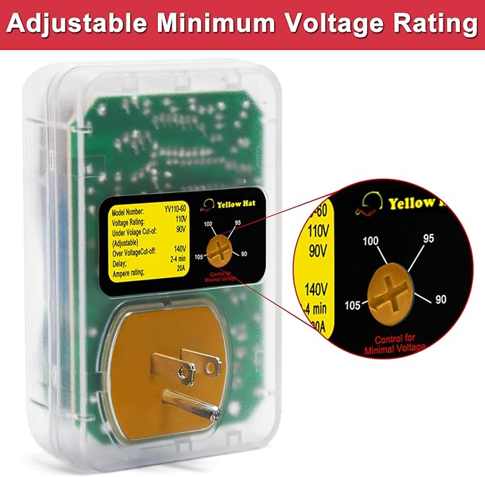 Surge Protector,Voltage Protector for Home Appliance, Voltage Brownout Outlet 110V 15A 2200 Watts Black