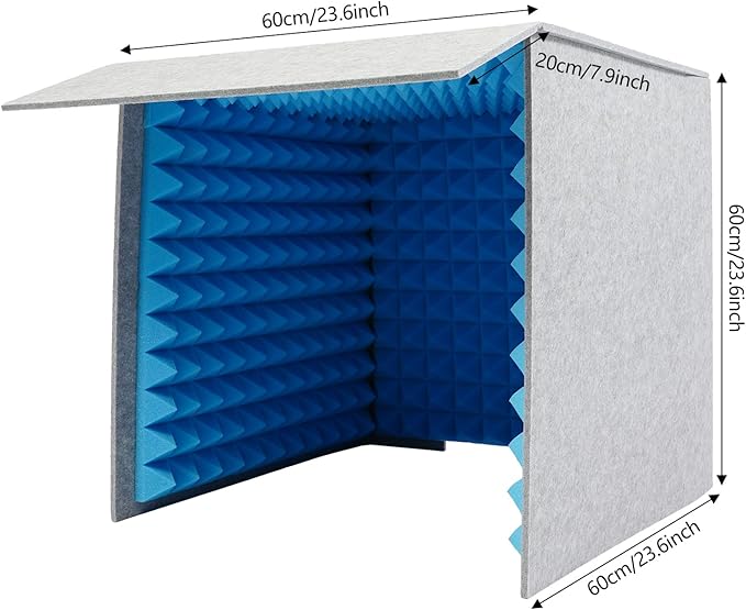60x60cm Foldable Desktop Soundproof Booth for Voice Recording with Noise Reduction Sponge and Polyester Panels