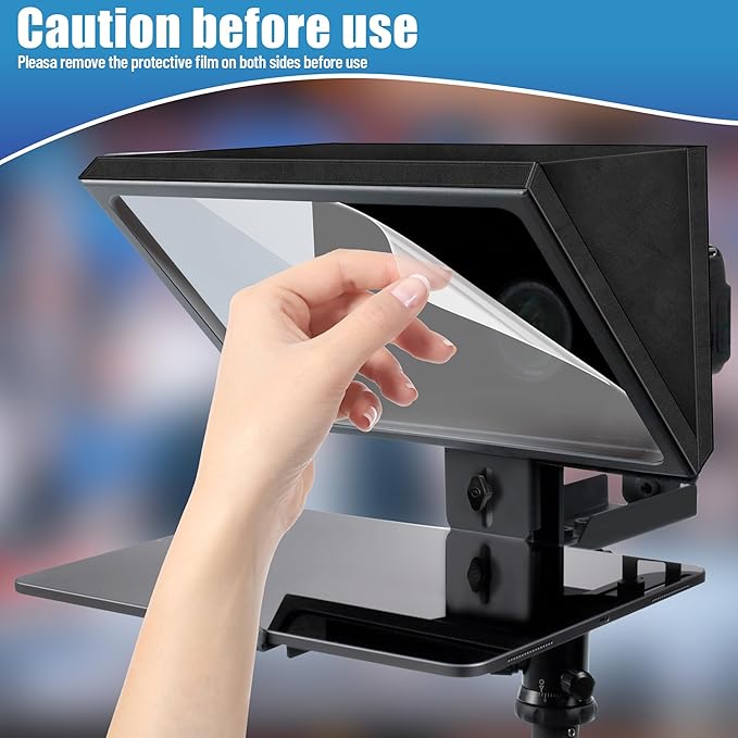 i2/12-inch professional teleprompter, tempered optical glass, all-metal structure, equipped with remote control and dedicated app, compatible with a wide range of devices