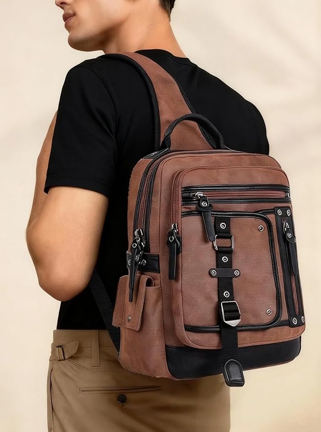 Schkleier Messenger Bag for Men Canvas Sling Bag Crossbody Backpack Laptop Shoulder Bag Hiking Daypacks Casual Tactical