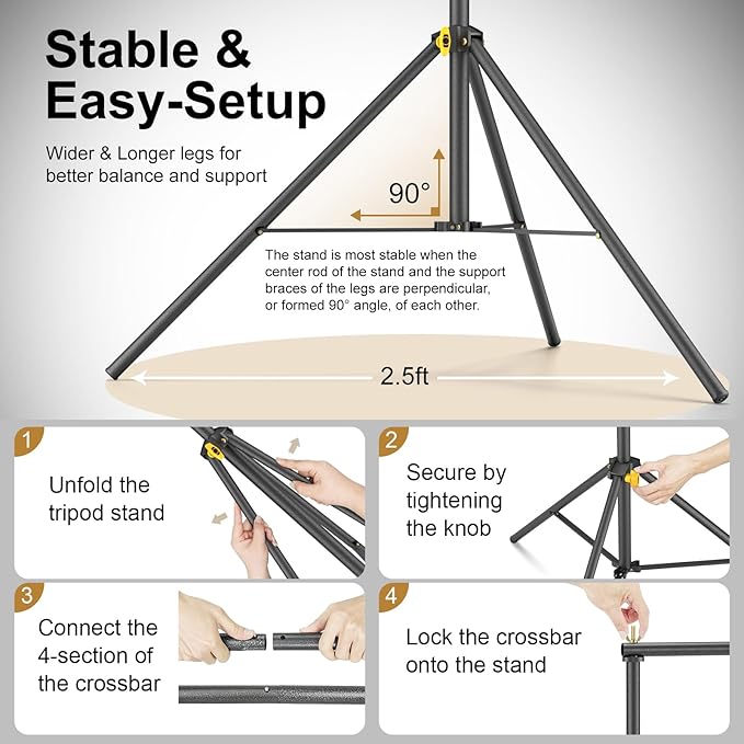 LINCO Lincostore Backdrop Support Stand Kit 10x6.5ft Adjustable Photography Studio Photo Background Support System with Carrying Bag for Green Screen Muslin, 4171