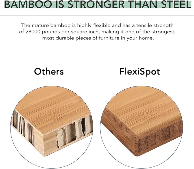 FLEXISPOT E6 Pro Oval Leg Dual Motor 3 Stages Bamboo Electric Standing Desk 60x30 Inch Whole-Piece Board Height Adjustable Electric Sit Stand Up Desk (White Frame + Bamboo Desktop)