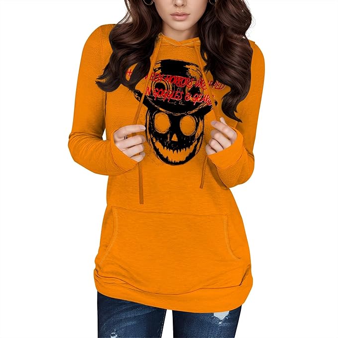 Halloween Sweatshirts For Women Long Sleeve Spooky Graphic Sweatshirts Pumpkin Pullover Halloween Party Club Wear
