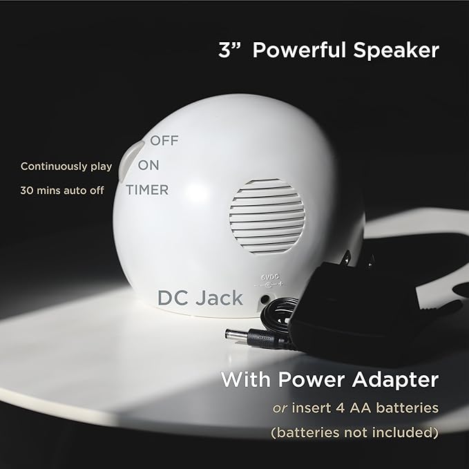 WELLCARE-Naturcare Sound Relaxation, White Noise, 7 Nature Sounds, Sleep Sound Machine, Calm Infants, for Baby, Kids, Adult. Stepless Volume, Timer, Powered by Adapter(Incl.) or Batteries(Not Incl.)