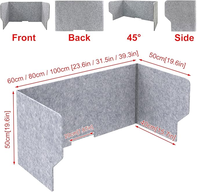 Desk Dividers Desk Panel Desktop Privacy Panel, 24" 32" 40" Freestanding Stand Up 3 Panels Privacy Acoustic Panel, Sound Absorbing Acoustic Desk Divider For Remote Office ( Size : 80cm(31.5in) )