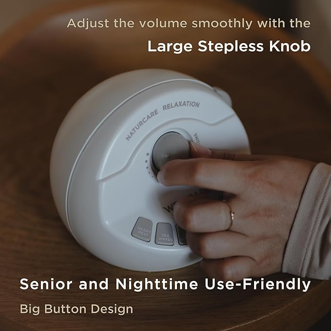 WELLCARE-Naturcare Sound Relaxation, White Noise, 7 Nature Sounds, Sleep Sound Machine, Calm Infants, for Baby, Kids, Adult. Stepless Volume, Timer, Powered by Adapter(Incl.) or Batteries(Not Incl.)