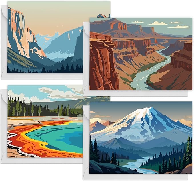 FUHITIM 48 Pack Blank Cards and Envelopes, National Parks Blank Greeting Cards, Blank Cards for All Occasion