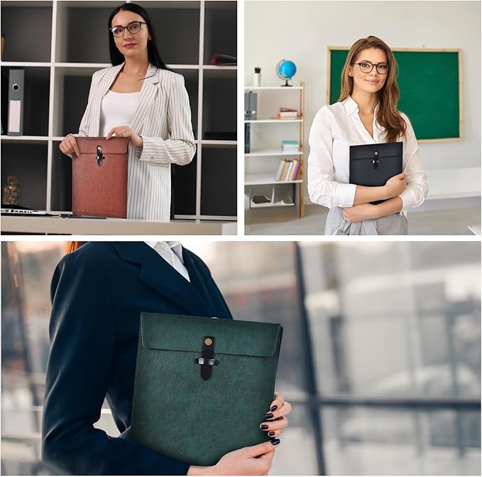 Grey PU Leather File Folder, Snap Closure File Organizer, Important Document Folder, Document Organizer, Laptop Sleeve Notebook Case, Leather Folder A4 Envelopes Filing Folder