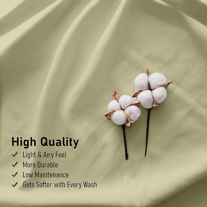 RUVANTI 100% Cotton California King Sheet Sets, 4 Pieces, Soft & Breathable Percale Weave Bedding, Deep Pocket 14", Hotel Standard, Crisp Cool Feel & Durable, Perfect Dyed Sheets, Sage Green
