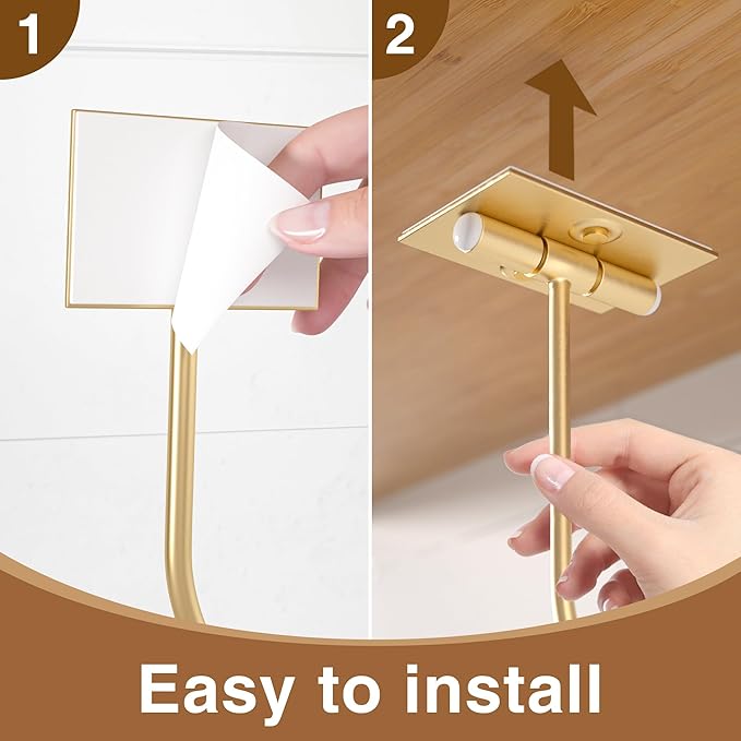 Gold Banana Hanger Hook Under Cabinet: Adhesive Banana Holder, Foldable with Magnets When Not in Use, Under Counter Banana Hook, Stainless, Hold 13 LB