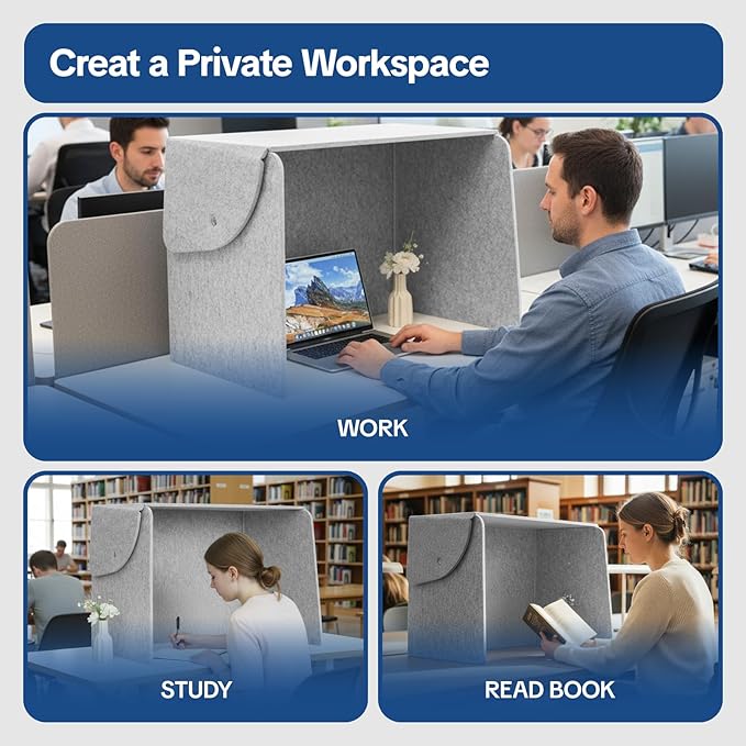 Desktop Partition Divider - Foldable Acoustic Privacy Screen Sound Absorbing Panel for Office & Home, Desk Shade for Cubicle to Block Light, 32.3" W x 19.7" D x 23.2" H