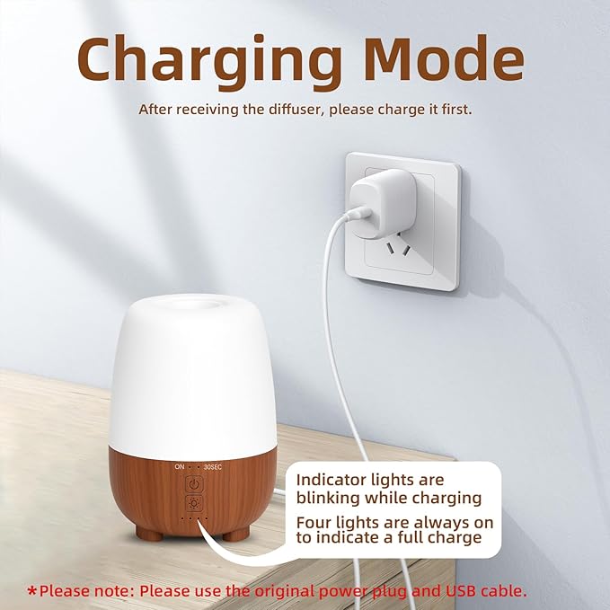 SEEDSEEL 150ML Rechargeable Battery Operated Essential Oil Diffuser, Portable Cordless Aromatherapy Diffuser,7-Hour Runtime with 7 LED Color Changing Lightsfor Home,Office,Outdoor