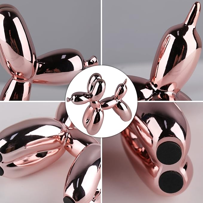Balloon Dog Sculpture Modern Home Decor Collectible Figurines Funky Statues for Bedroom Trendy Animal Decor for Coffee Table Living Room Decor, 9.8*9.8*3.5inch, Pink