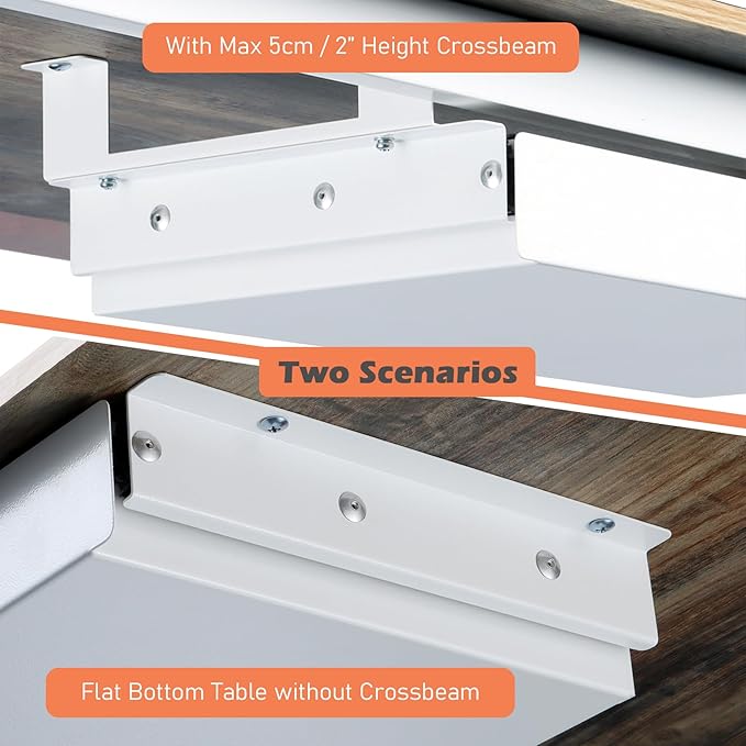 OSteed Under Desk Drawer White 21" with 4 Divider Trays, Under Shelf Pencil Drawer Pull-out, Standing Desk Metal Storage Attachment Slide Out for Workbench