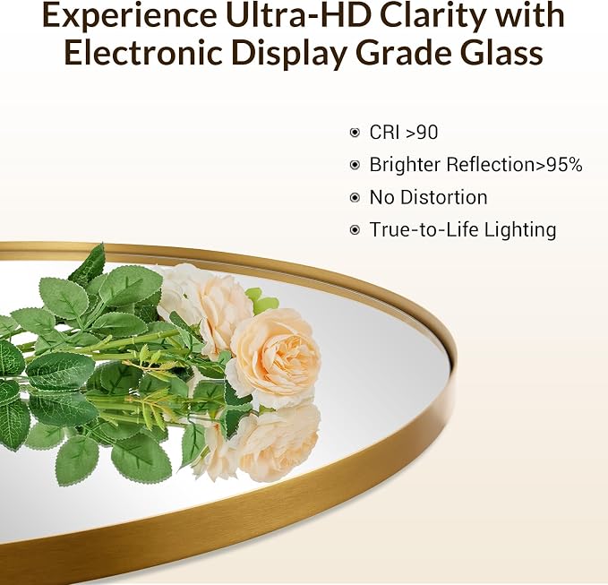 Andy Star Brass Oval Mirror, 24x40 Inch Bathroom Mirror Gold, Brass Vanity Mirror, Pill Shaped Mirrors Gold Metal Frame Stainless Steel 1’’ Deep Hang Vertically & Horizontally