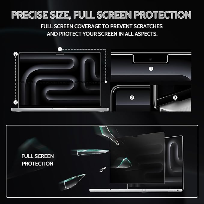 Peslv 360° 4 Way Privacy Screen for MacBook Pro 14 Inch (2021-2025, M1, M2, M3, M4, M5), Anti Glare Blue Light Spy Filter Private Cover, Bubble-Free Black Security Protector for Mac Laptop