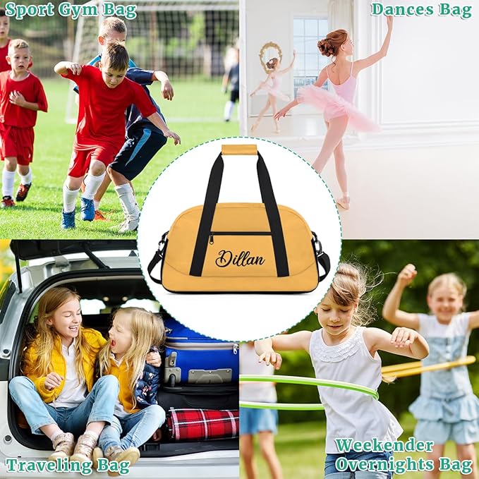 Custom Name Gym Duffel for Kids,Personalized Sports Bag Lightweight Gym Bags for Boys & Girls,Fitness Travel Weekender for Travel, Workout Peach
