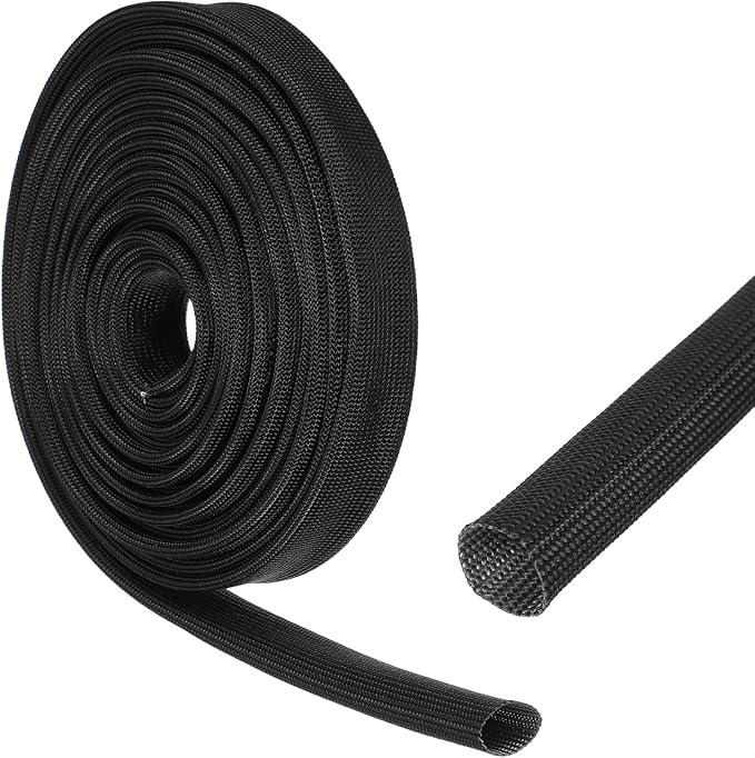 uxcell Insulation Cable Protector,16mm/0.63 Inch-5 Meter/16 Feet High Temp Fiberglass Sleeve Black