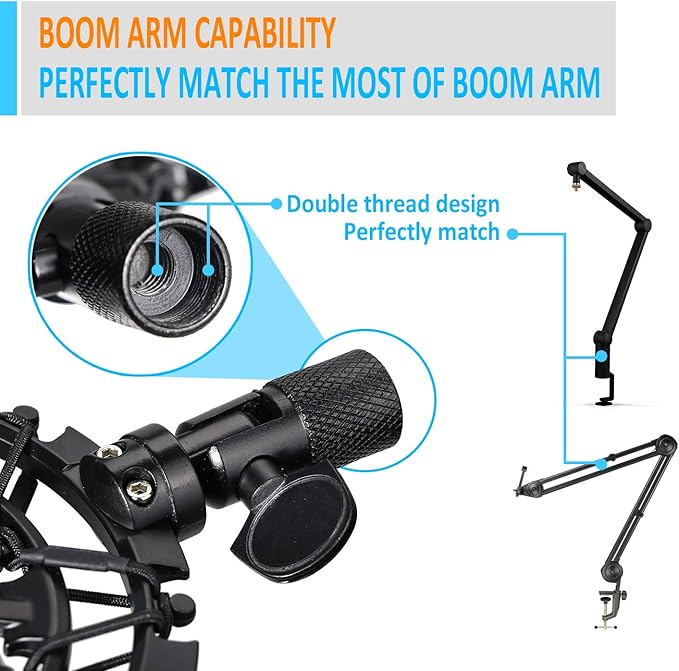 Razer Seiren X Shock Mount Reduces Vibration Noise Matching Mic Boom Arm Stand Compatible for Razer Seiren X Mic by YOUSHARES