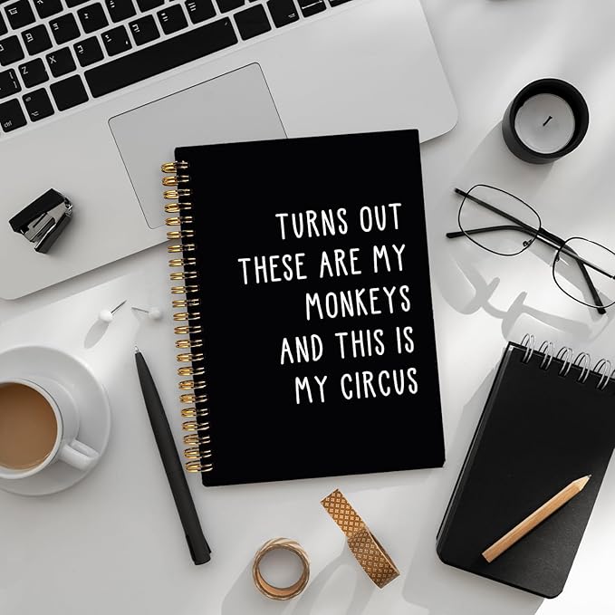 LIANGW Sarcastic Notebooks for Work, Funny Notebooks Journal, Funny Office Gifts for Coworkers, Office Humor Gifts, Funny Notebooks for Work, Black Hardcover Spiral Notebook 5.5x8.3 Inch