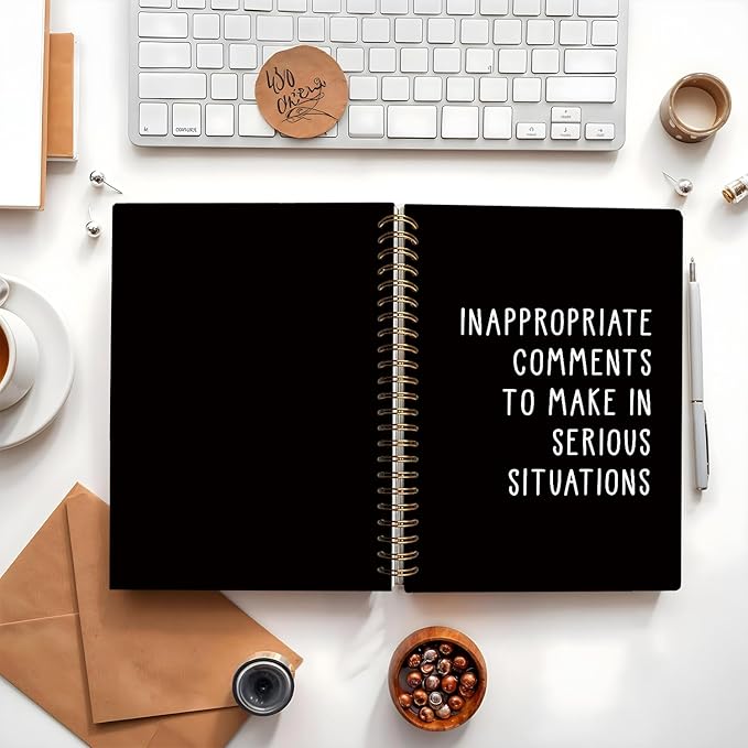 LIANGW Funny Notebooks for Work, Sarcastic Notebooks for Work, Funny Office Gifts for Coworkers, Funny Office Supplies, Black Hardcover Spiral Notebook 5.5x8.3 Inch