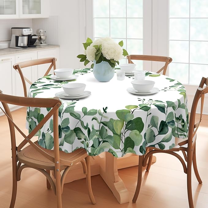 Eikione Round Tablecloth 70inch, Summer Floral Tablecloth Waterproof and Wrinkle-Free, Table Covers, Summer Decorations for Home Dining