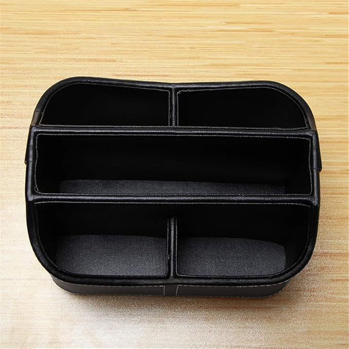 Arniche PU Leather Remote Control Holder,360 Degree Spinning Desk TV Remote Caddy,Desk Organizers and Accessories,for Controller,Media,Mail,Calculator,Mobile Phone,Pen Storage Holder(Black)