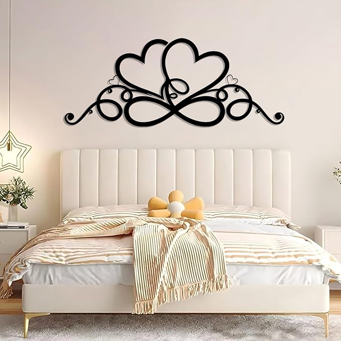Infinity Heart Metal Wall Art, Infinity Heart Wall Decor, Double Infinity Heart Metal Sign, Love Sign Wall Decor, Infinity Sign Wall Decor, Metal Love Wall Decor, Geometric Wall Art (White, 30"x12"/76x31cm)