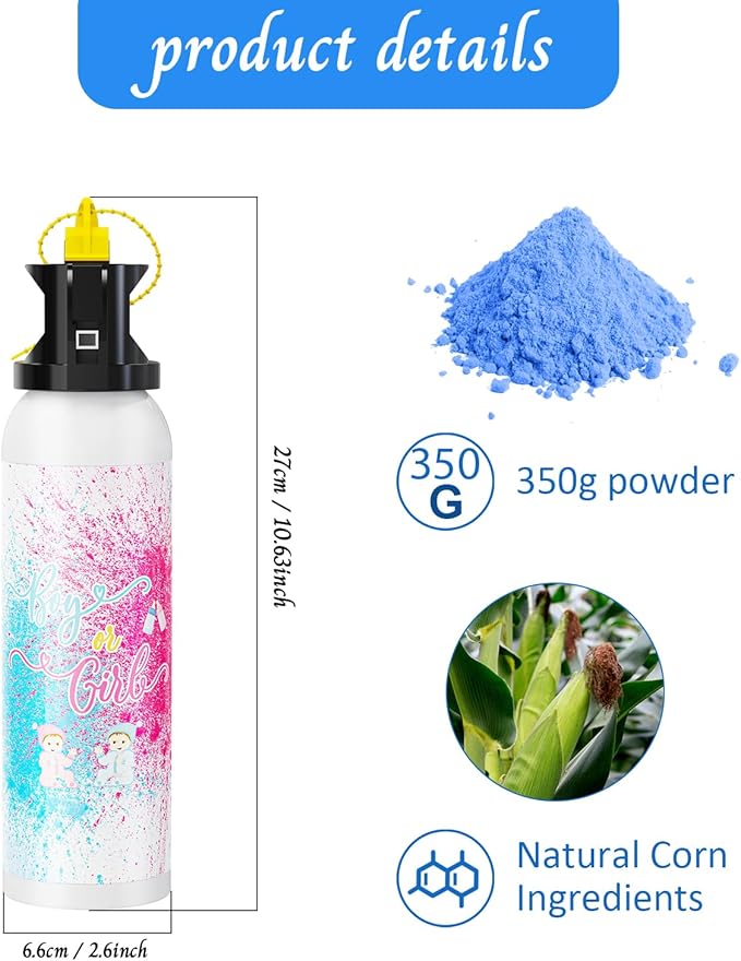 Large Gender Reveal Fire Extinguisher Color Blasters: 2 Pcs Blue Blaster Only for Baby Boy with Blue Smoke suitable for Gender Reveal Party Decorations (blue)