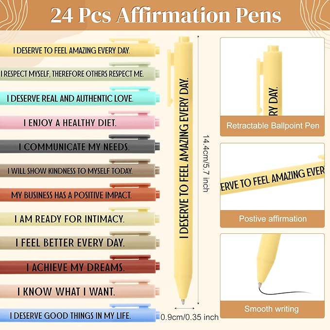 Kosiz 48 Pcs/24 Set Positive Affirmation Gifts Gratitude Spiral Notebooks with Pens Motivational Encouragement Notepads Daily Affirmations Journal for Women Valentine Galentine Gifts (Plant)
