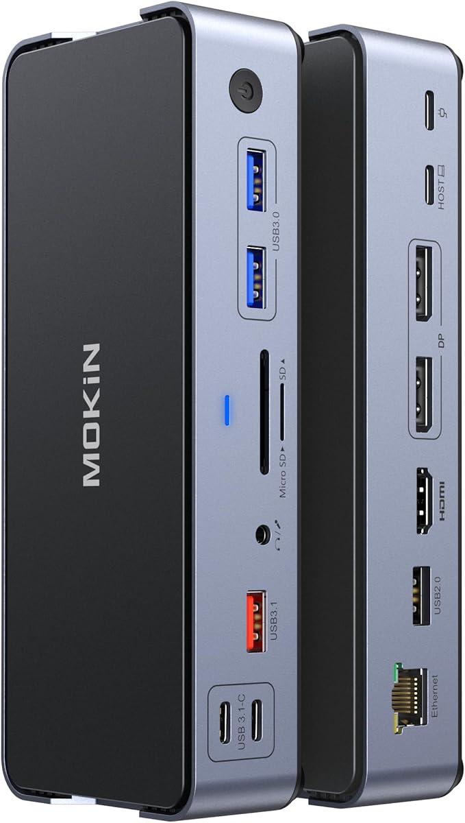 8K USB C Laptop Docking Station,Docking Station 3 Monitors with 1*HDMI, 2*DisplayPort,15 in 1 USB C Dock for Dual/Triple Monitors,6 *USB Ports,100W PD,Ethernet,SD&TF,Audio,for Dell/HP/MacBook/Lenovo