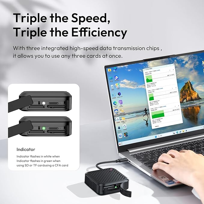 ULANZI CRC10 3-in-1 SD Card Reader Case & Holder, 13-Slot Storage for CFA/SD/TF Cards, USB 3.2 Gen2 10Gbps High-Speed Transfer, Aluminum Alloy Body, Type-C Compatible with Windows/Mac/iOS/Android