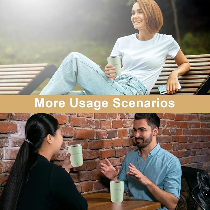 HGHOHG Self Stirring Coffee Mug, 2025 New Automatic Magnetic Stirring Cup, 12Oz, Rechargeable Electric Mixing Cup for Coffee, Milk, Tea,Portable For Travel, Office,School, Gym And Gift (Green)