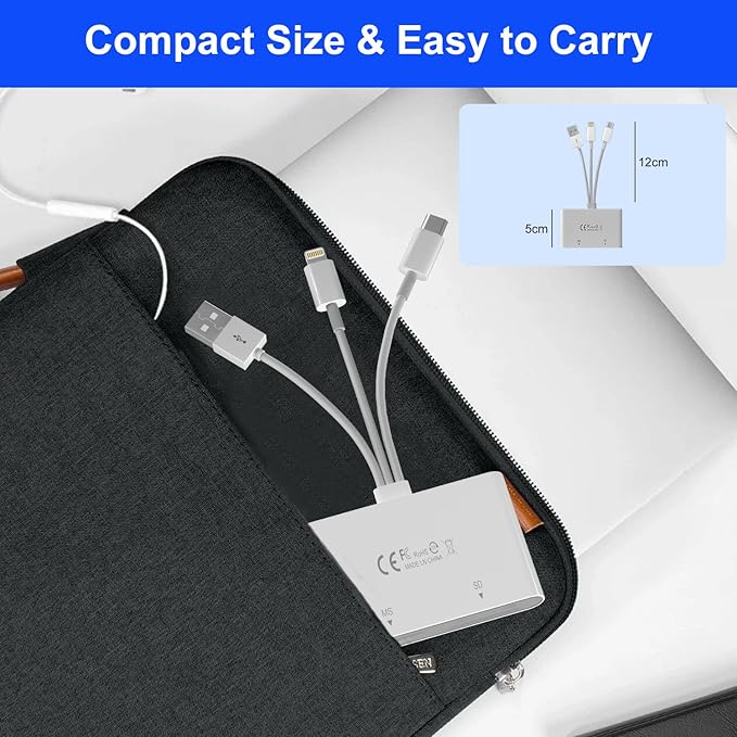 Memory Stick Pro Duo Adapter - 4 in 1 SD/TF/MS/XD Card Reader Digital Camera Adapter for Sony Cybershot SD Card, Lightning/USB-C/USB-A XD-Picture-Card Reader for iPhone 16/15/14/iPad/PC/Android/MAC